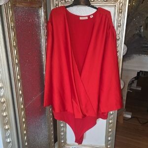Chic Red Women's Poncho